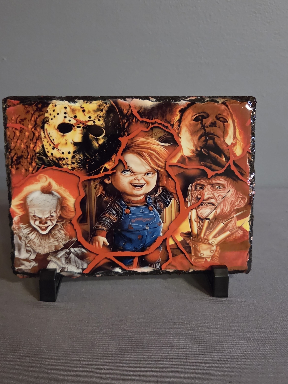 Horror Villain Collage Slate Plaque Halloween Decor 6x8